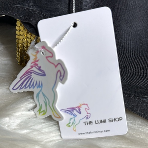 Black Gold Embellished Bra Top Rhinestones Brand New EDC Festival - Picture 8 of 10